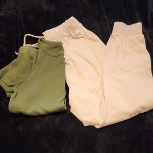 Womens Lot Of 2 Items Green and Cream Joggers